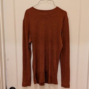 Smartwool Mens 100% Merino Wool Long Sleeve Base Layer (Rust orange)